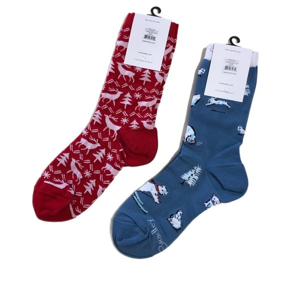 Vera Bradley Sock Lot in Reindeer Intarsia Red and Beary Merry Cool Blue - Picture 2 of 5